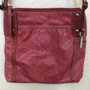 Fossil Pink Leather Crossbody Bag